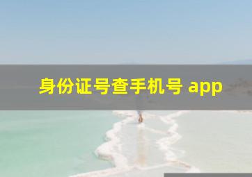 身份证号查手机号 app